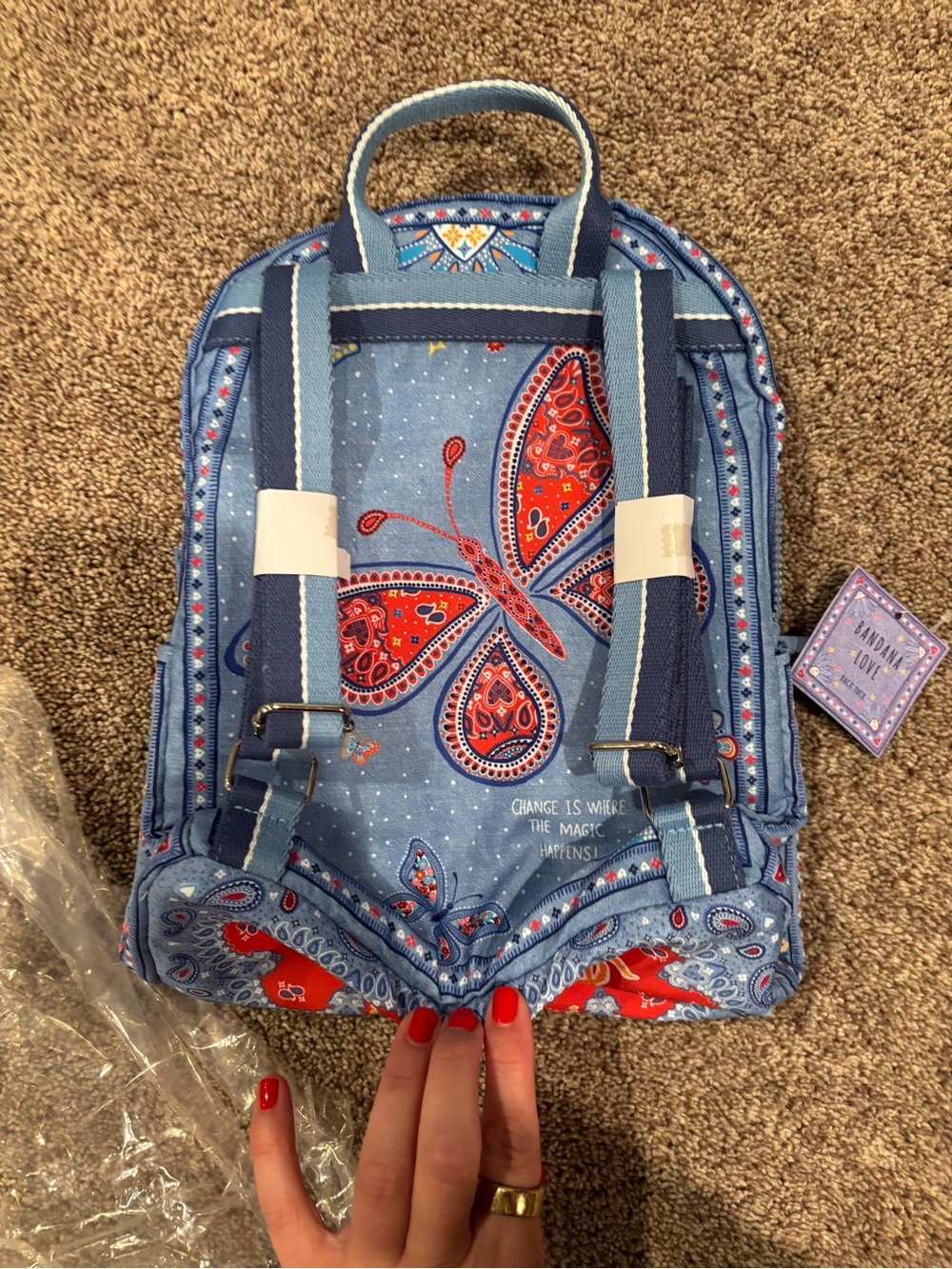Brighton Blue Bandana-Print Mini Backpack with Floral Embroidery - Picture 2 of 4